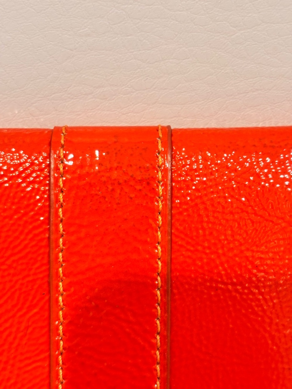 Coach Bright Orange Pebbled Leather Key & Card Holder - Picture 3 of 11